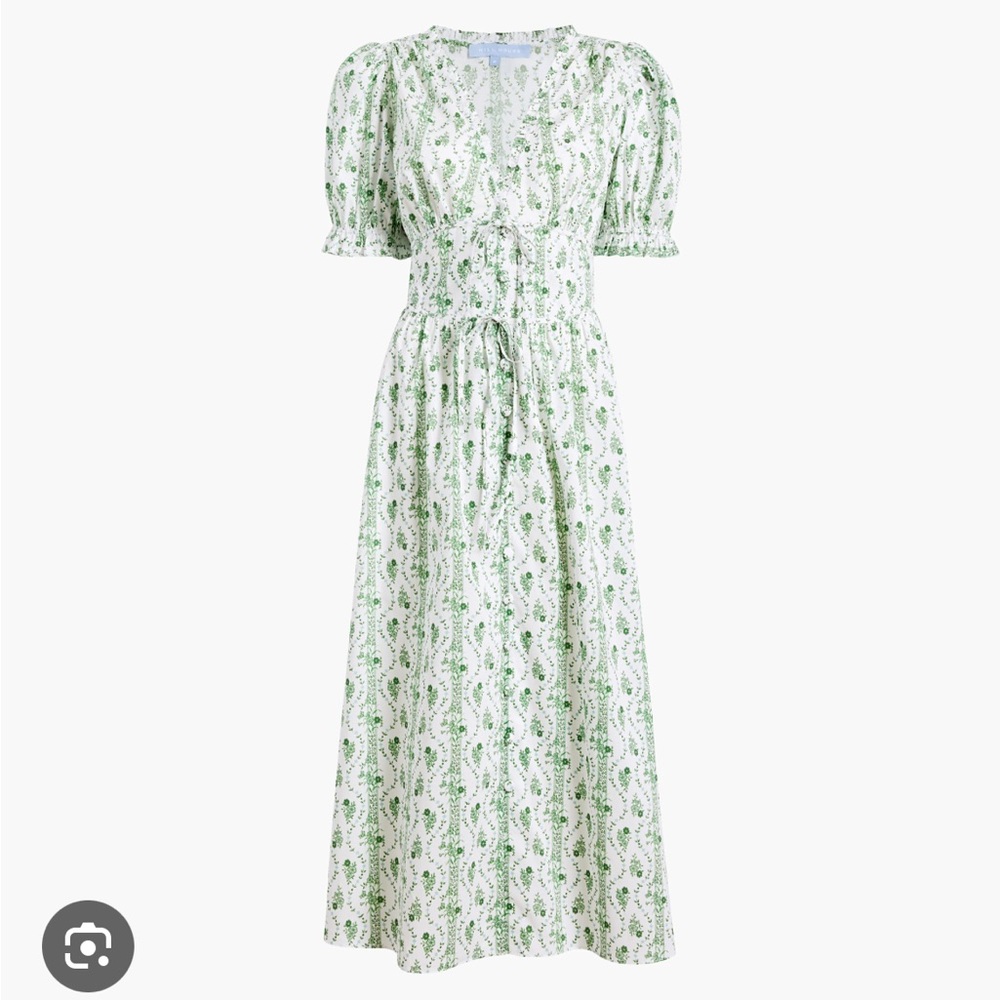 NWT Hill House Sabrina Dress in Green Vine Stripe